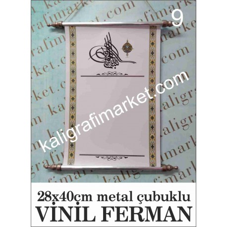 9 no 28x40 kenar süslü tuğra vinil ferman 9 no 28x40 kenar süslü tuğra vinil ferman