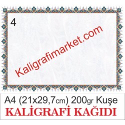 4 no A4 kuşe kaligrafi kağıdı (50 adetlik paket)