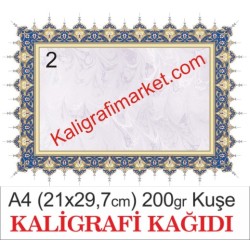 2 no A4 kuşe kaligrafi kağıdı (50 adetlik paket)