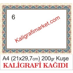 6 no A4 kuşe kaligrafi kağıdı (50 adetlik paket)