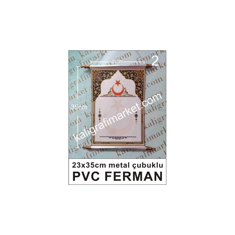 2 no 23x35 metal çubuklu kubbe tezhibli ayyıldız vinil ferman