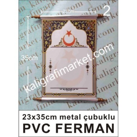 2 no 23x35 metal çubuklu kubbe tezhibli ayyıldız vinil ferman