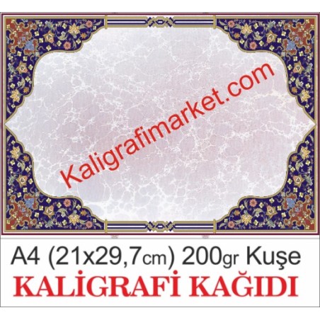 1 no A4 kuşe kaligrafi kağıdı (50 adetlik paket)