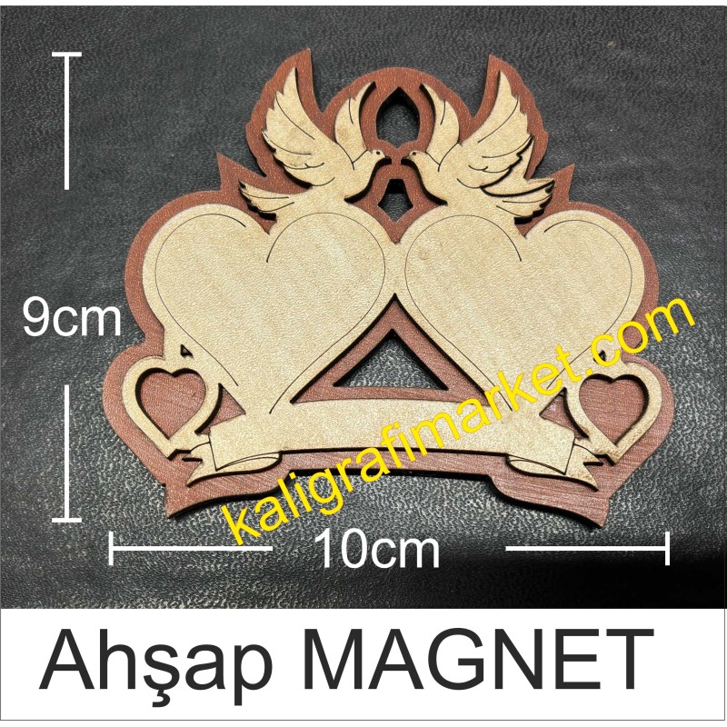 kuşlu kalp ahşap magnet (12 li paket) kuşlu kalp ahşap magnet (12 li paket)