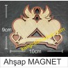 kuşlu kalp ahşap magnet (12 li paket)