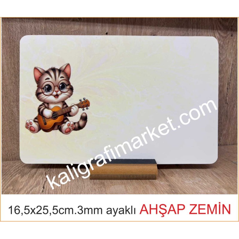 16,5x25,5cm ayaklı gitarlı kedi