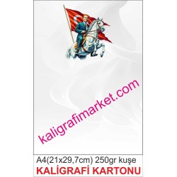 12 no A4 fon kartonu Atlı Atatürk (50 adetlik PAKET)
