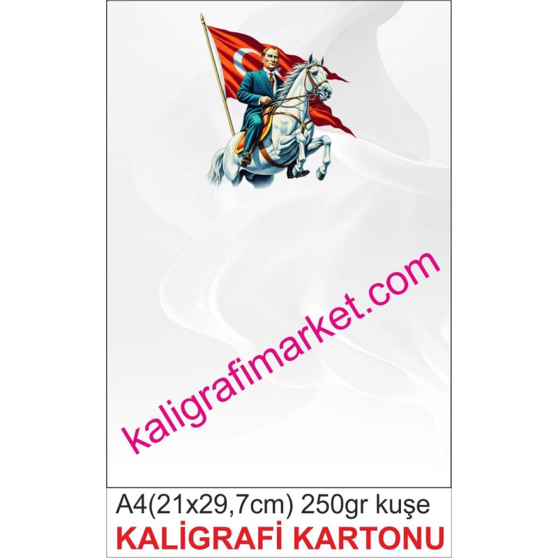 12 no A4 fon kartonu Atlı Atatürk (50 adetlik PAKET)