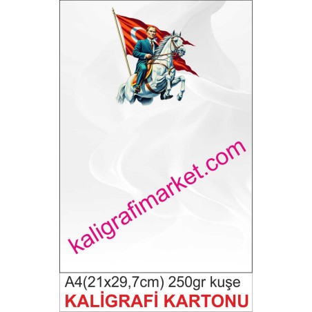 12 no A4 fon kartonu Atlı Atatürk (50 adetlik PAKET)