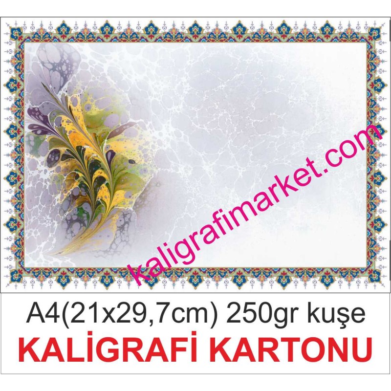 a4 fon kartonu ince tezhib sarılı ebru (50 adetlik pakat)