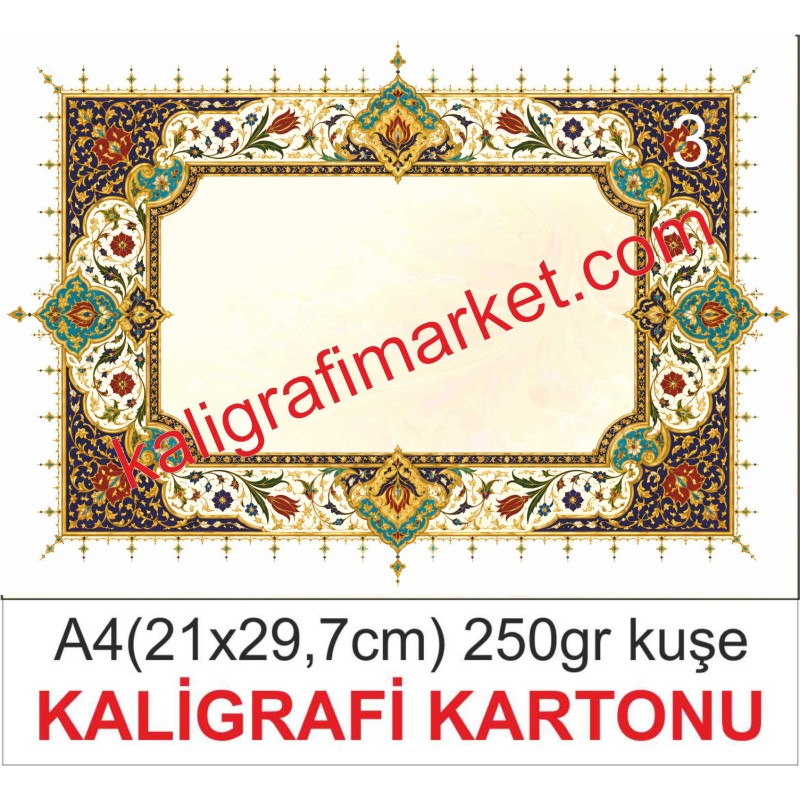 3 no a4 kaligrafi kartonu (50 adetlik pakat)