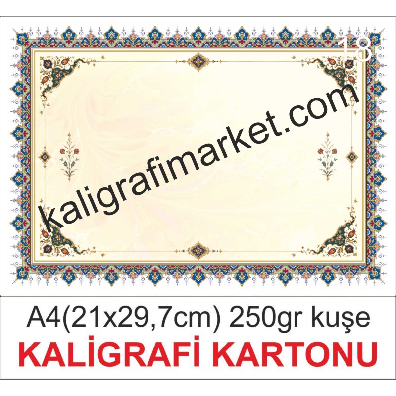 18 no A4 kaligrafi kartonu (50 adetlik paket)