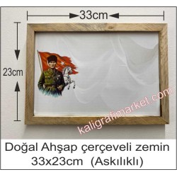Askılı Doğal ahşap çerçeveli Atatürk zemin