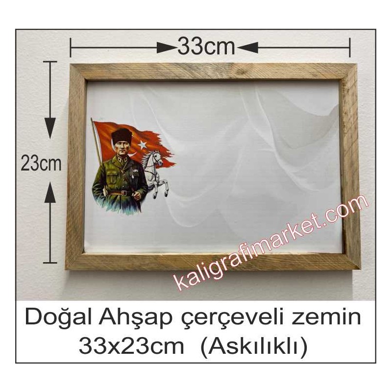 Askılı Doğal ahşap çerçeveli Atatürk zemin