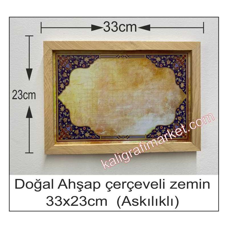 Askılı Doğal ahşap çerçeveli mavi tezhib zemin