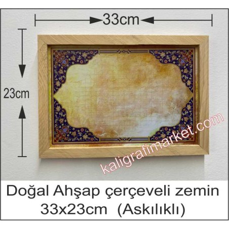 Askılı Doğal ahşap çerçeveli mavi tezhib zemin