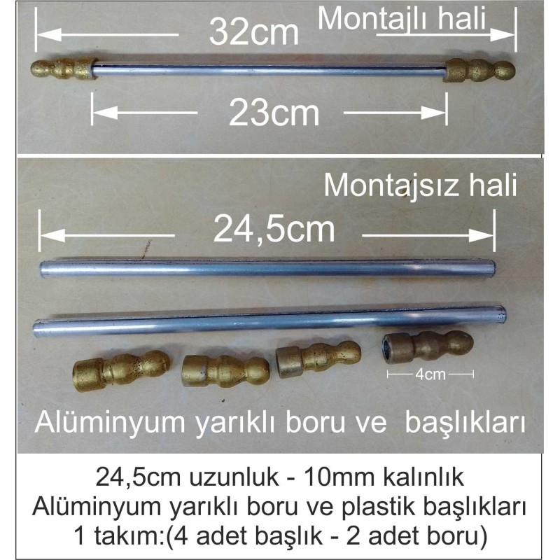 metal ferman çubukları 1 takım : (2.boru - 4.başlık)
