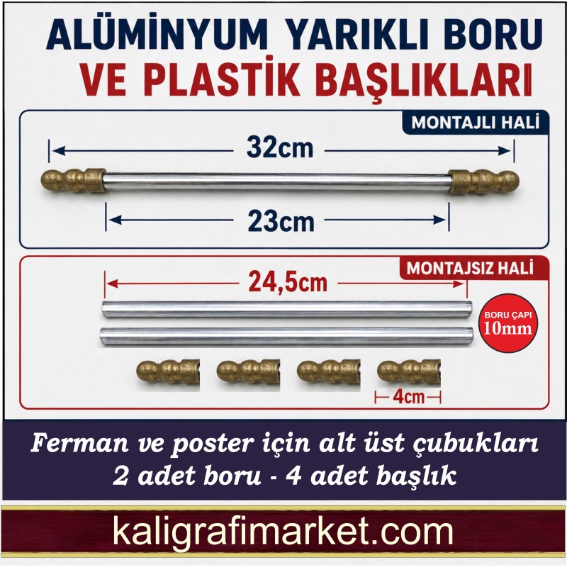 metal ferman çubukları 1 takım : (2.boru - 4.başlık)