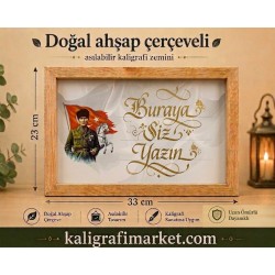 Askılı Doğal ahşap çerçeveli Atatürk zemin