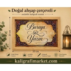 Askılı Doğal ahşap çerçeveli mavi tezhib zemin