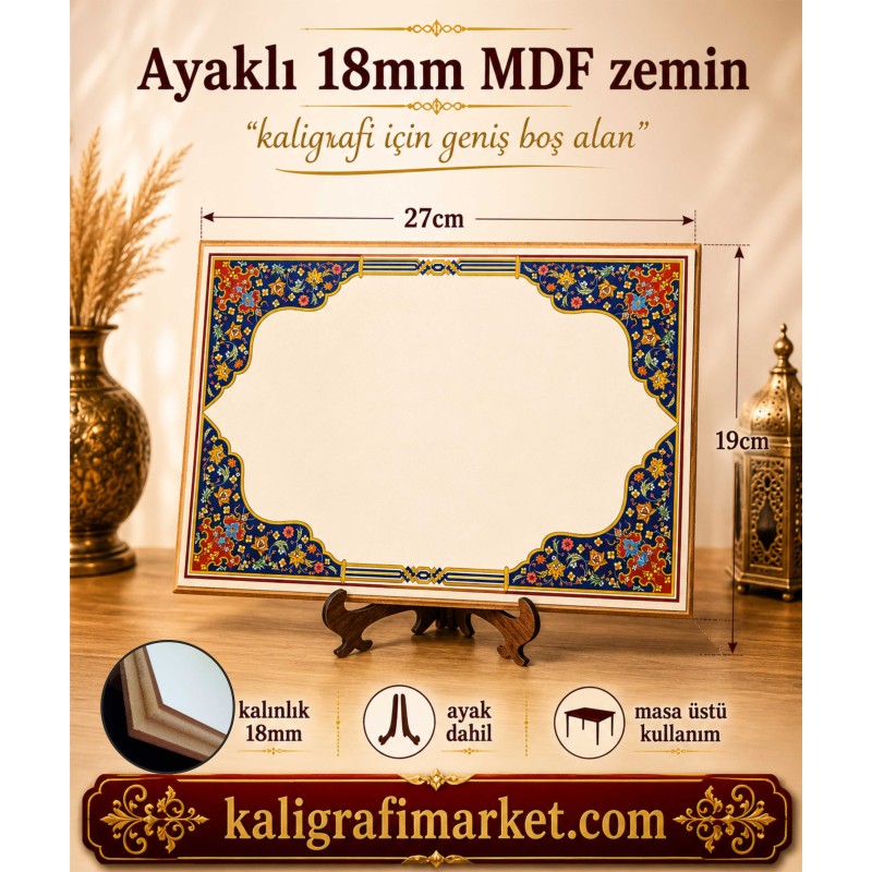 ayaklı 18mm mavi kubbe tezhib