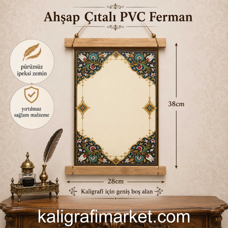 ahşap çıtalı PVC ferman (beyaz lale)