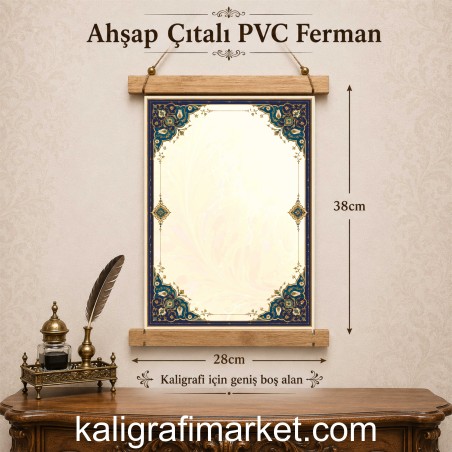ahşap çıtalı PVC ferman (turkuaz köşeli)