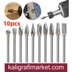 3mm şaft 10 lu Ahşap ve Metal için karbür freze uçları