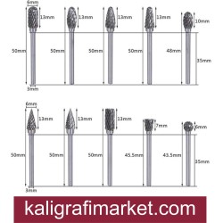 3mm şaft 10 lu Ahşap ve Metal için karbür freze uçları