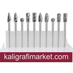 3mm şaft 10 lu Ahşap ve Metal için karbür freze uçları