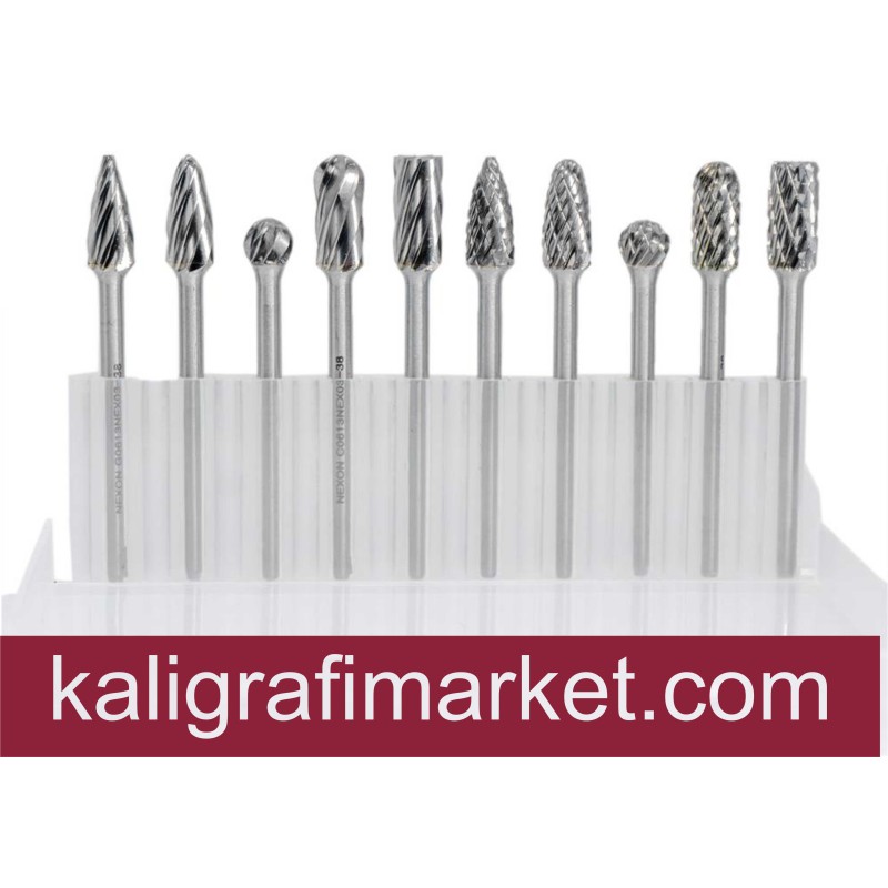 3mm şaft 10 lu Ahşap ve Metal için karbür freze uçları