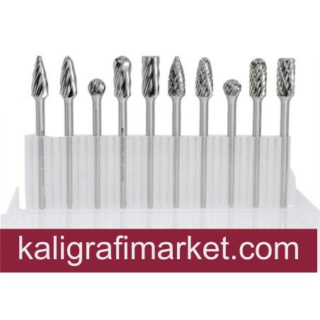 3mm şaft 10 lu Ahşap ve Metal için karbür freze uçları
