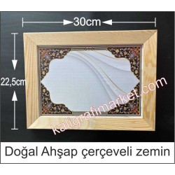 ahşap çerçeveli 30x22,5cm tezhib zemin