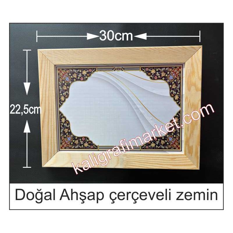 ahşap çerçeveli 30x22,5cm tezhib zemin